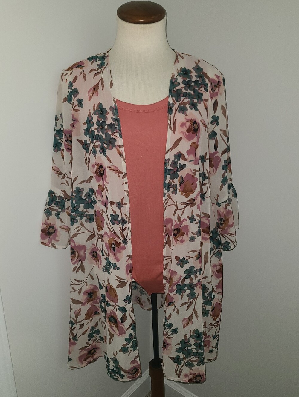 Kimono And Bodysuit Set Size M L Long Chiffon Beach Cover Up Sheer Duster Shein